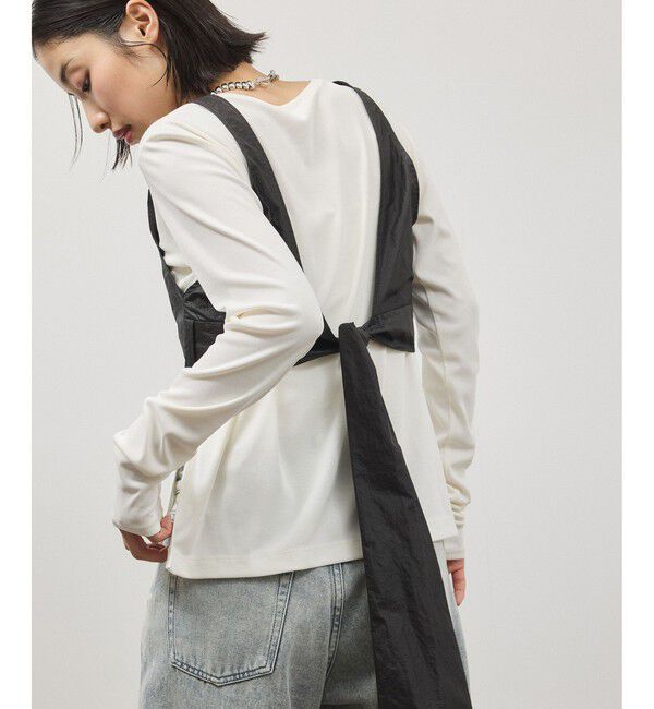 ADAM ET ROPE'「リボンタンクコンビロンT」|Tシャツ・カットソー|