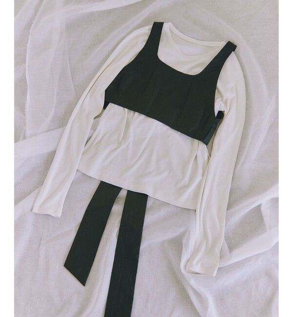 ADAM ET ROPE'「リボンタンクコンビロンT」|Tシャツ・カットソー|