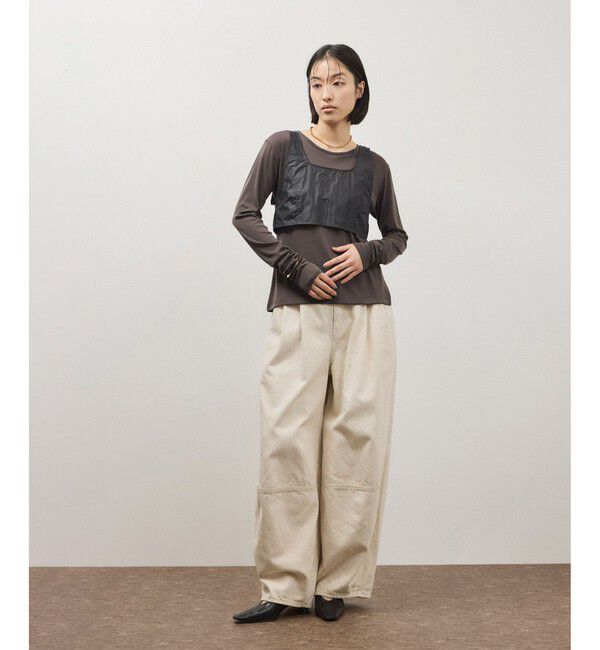 ADAM ET ROPE'「リボンタンクコンビロンT」|Tシャツ・カットソー|