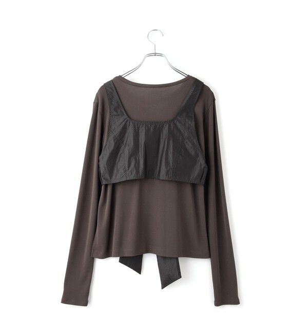 ADAM ET ROPE'「リボンタンクコンビロンT」|Tシャツ・カットソー|