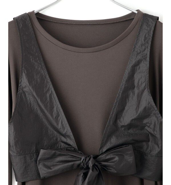 ADAM ET ROPE'「リボンタンクコンビロンT」|Tシャツ・カットソー|