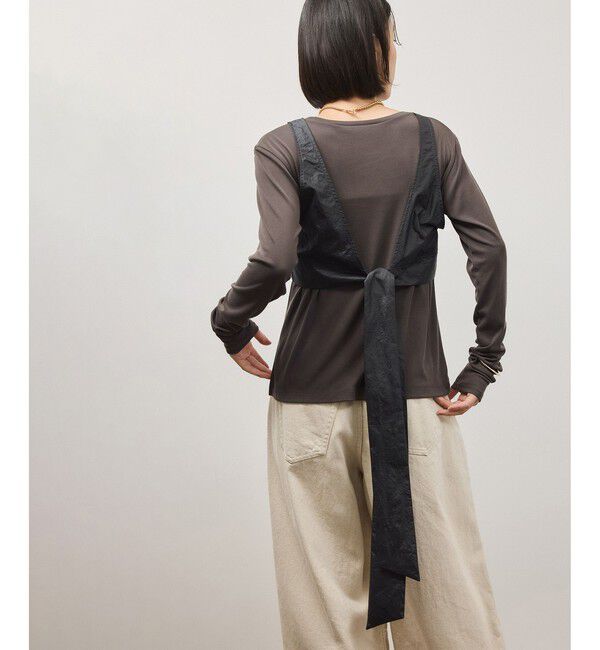 ADAM ET ROPE'「リボンタンクコンビロンT」|Tシャツ・カットソー|