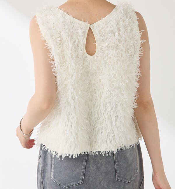  「【前後2WAY】ペーパーフリンジタンクトップ」|Tシャツ・カットソー|