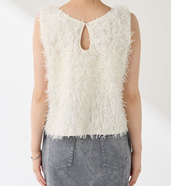  「【前後2WAY】ペーパーフリンジタンクトップ」|Tシャツ・カットソー|