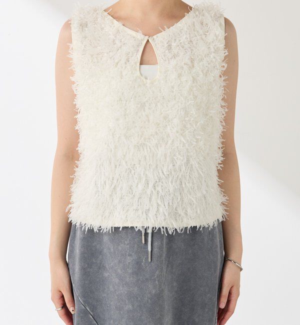  「【前後2WAY】ペーパーフリンジタンクトップ」|Tシャツ・カットソー|