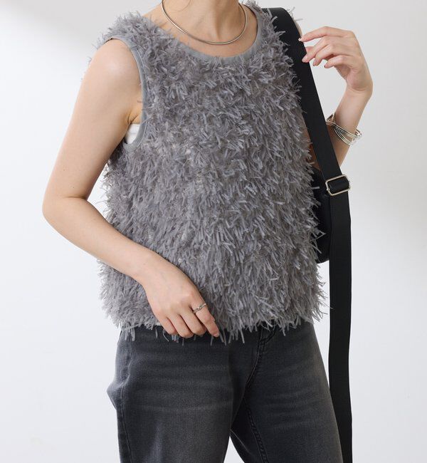  「【前後2WAY】ペーパーフリンジタンクトップ」|Tシャツ・カットソー|