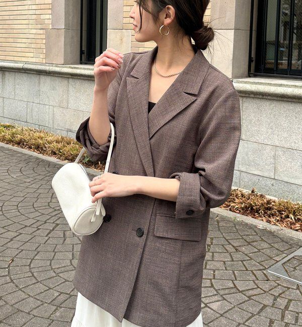  「【インフルエンサー REI企画】リネンライクスラブジャケット」|テーラードジャケット|モカ