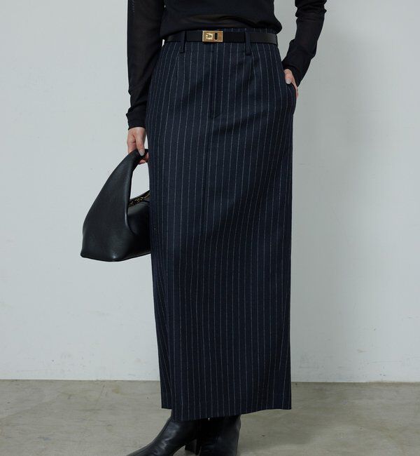  「【セットアップ対応】ストライプスカート」|スカート|ネイビー