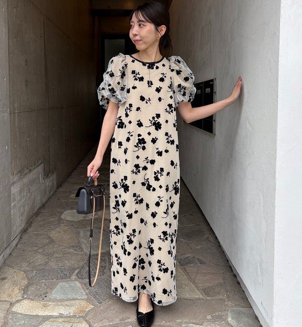  「【オケージョン/サイズ展開あり】フロッキーパフワンピース」|ワンピース|