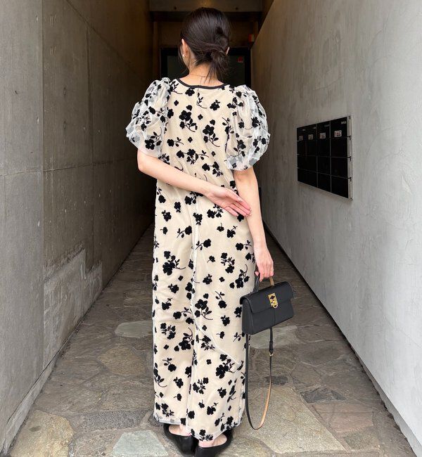  「【オケージョン/サイズ展開あり】フロッキーパフワンピース」|ワンピース|