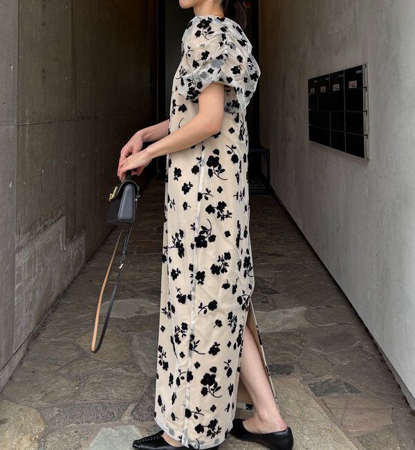  「【オケージョン/サイズ展開あり】フロッキーパフワンピース」|ワンピース|