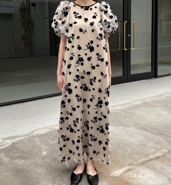  「【オケージョン/サイズ展開あり】フロッキーパフワンピース」|ワンピース|