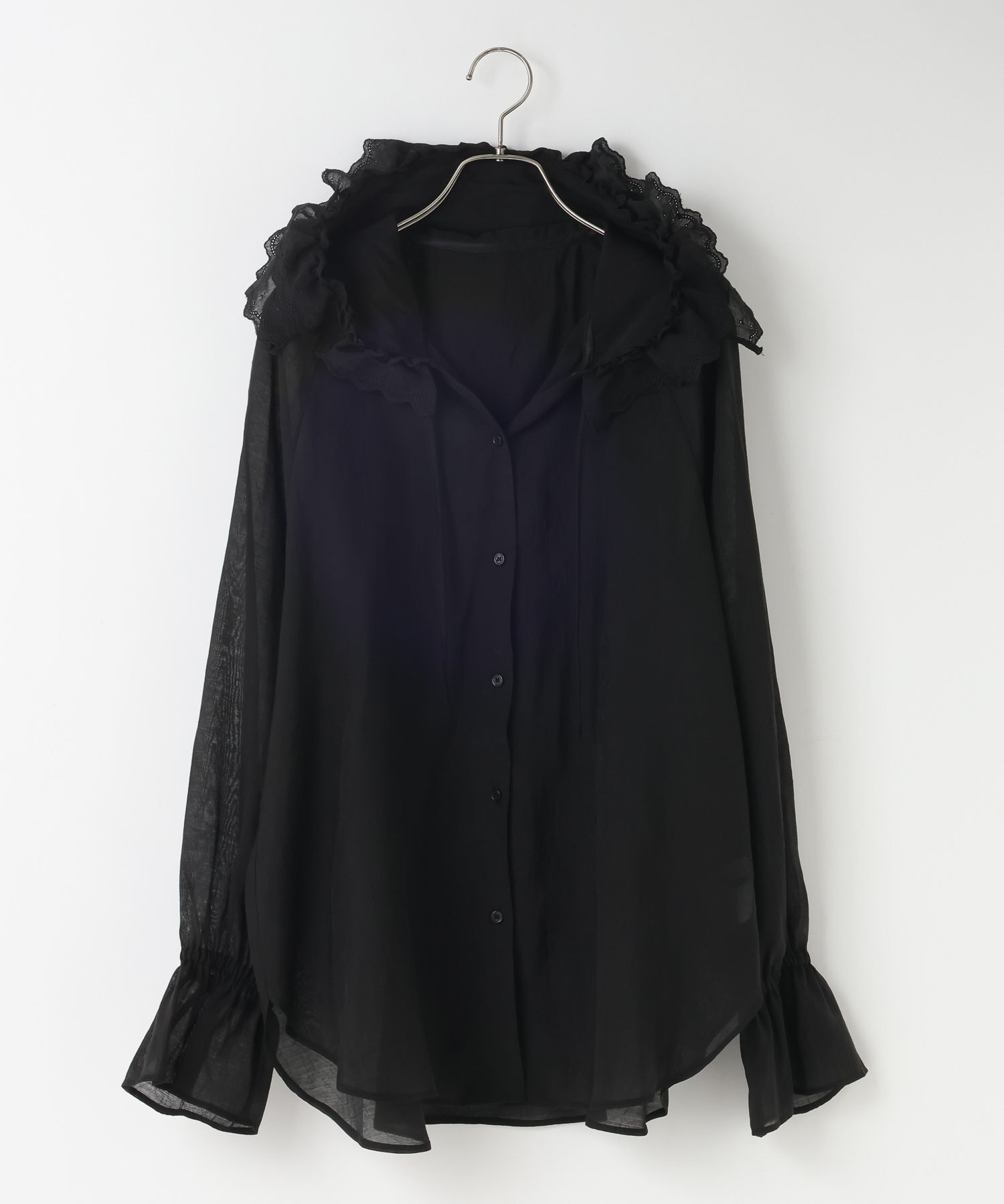 LOWRYS FARM「フリルフードシャツ」|シャツ・ブラウス|