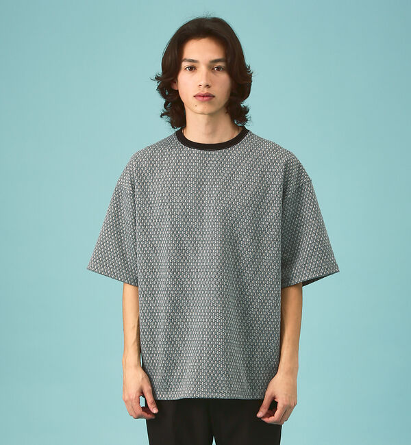 ABAHOUSE「ダイヤジャガード  ルーズシルエット半袖Tシャツ / ユニセックス」|Tシャツ・カットソー|ブラック