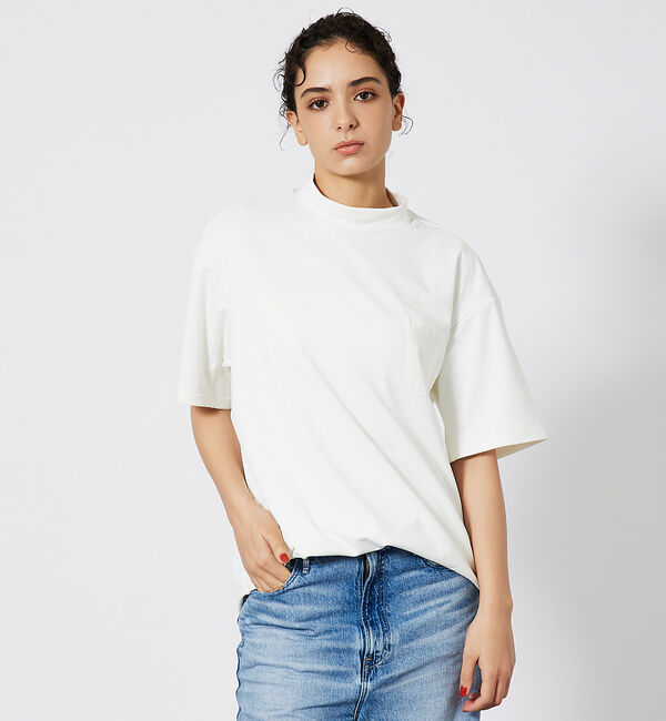 ABAHOUSE「MOCK-NECK TEE/モックネックTシャツ」|Tシャツ・カットソー|ホワイト