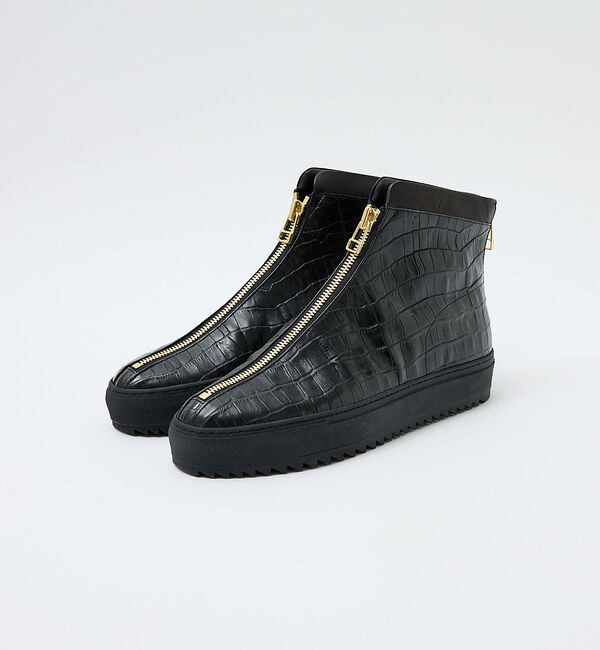 alfredoBANNISTER「【LEON別注】ダブルジップ 型押し スニーカー」|スニーカー|ブラック