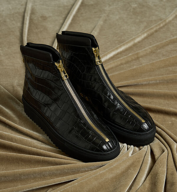 alfredoBANNISTER「【LEON別注】ダブルジップ 型押し スニーカー」|スニーカー|