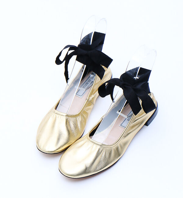 Rouge vif「リボン付バレエシューズ」|パンプス|ゴールド