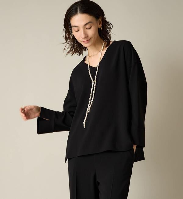 Liesse「Vネックビッグブラウス（セットアップ対応）」|シャツ・ブラウス|ブラック