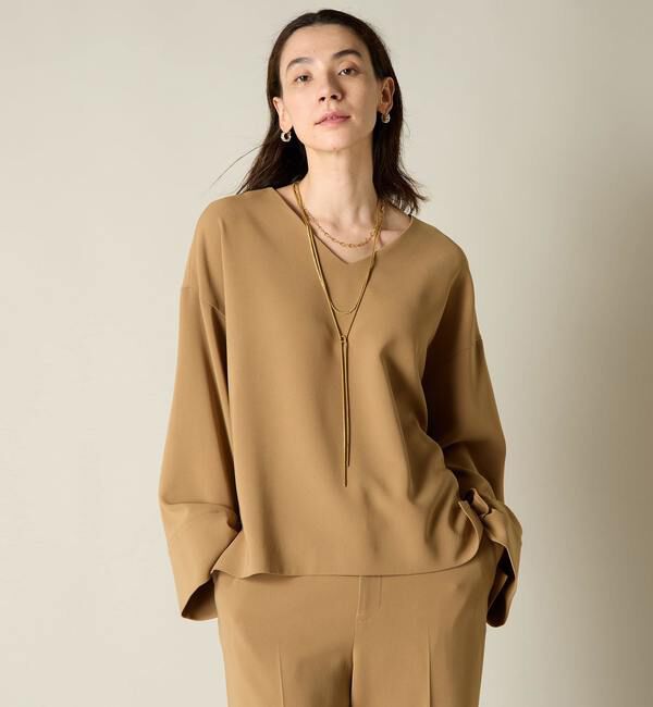 Liesse「Vネックビッグブラウス（セットアップ対応）」|シャツ・ブラウス|キャメル