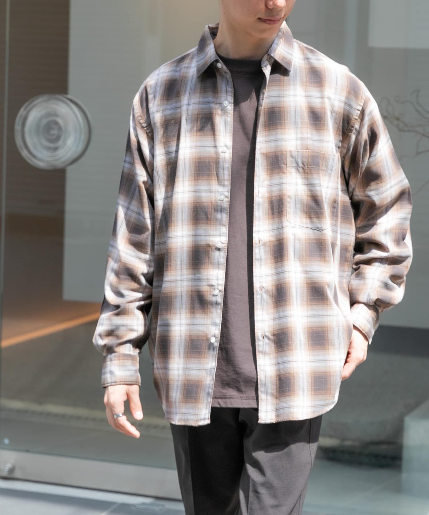 URBAN RESEARCH DOORS「FORK&SPOON　コットンウールチェックシャツ」|シャツ・ブラウス|