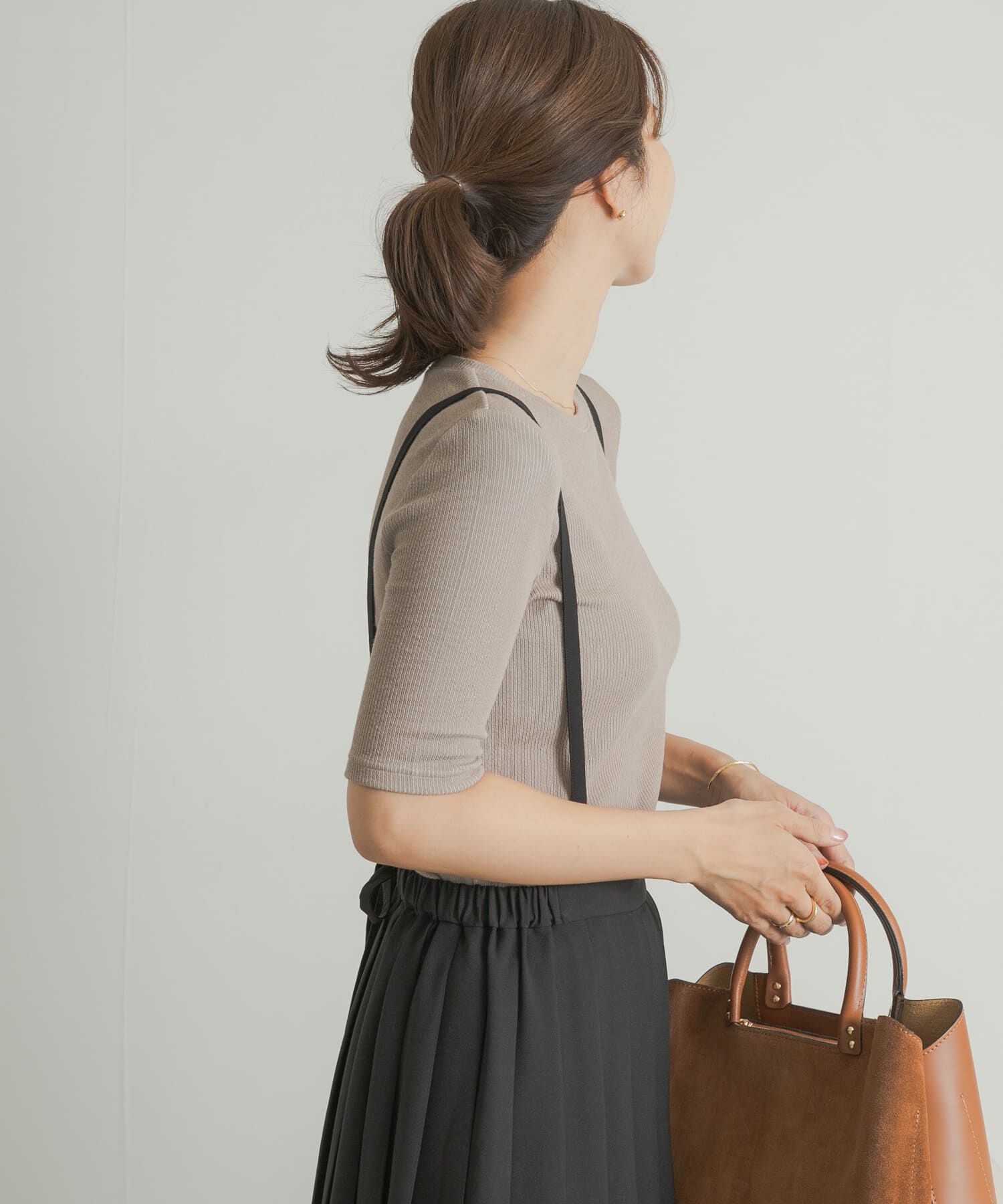 URBAN RESEARCH DOORS「配色リブ5分袖プルオーバー」|Tシャツ・カットソー|