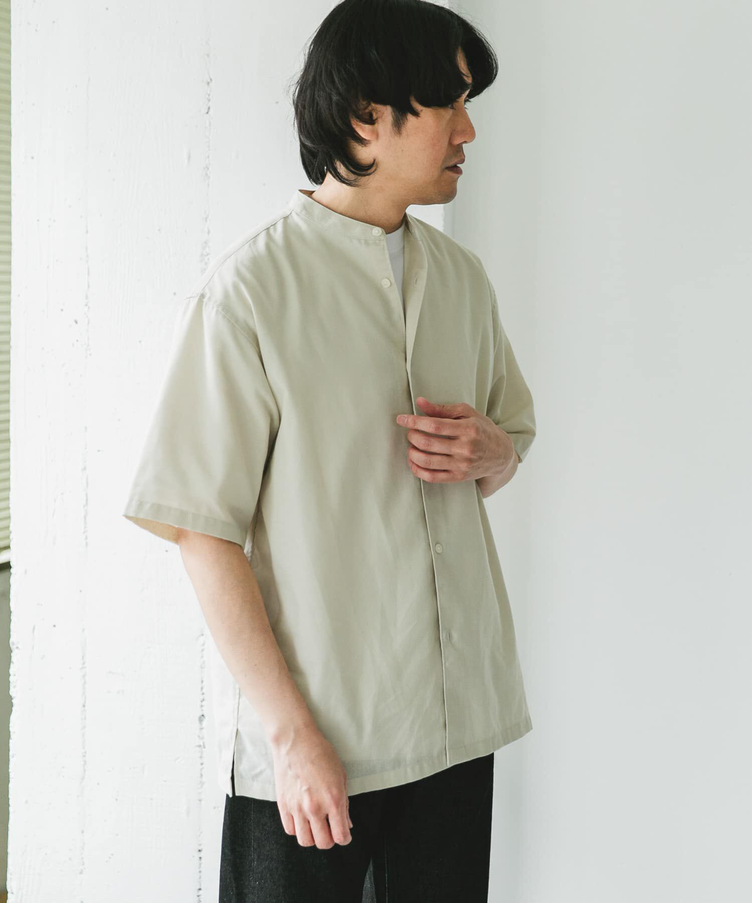 URBAN RESEARCH DOORS「『XLサイズ/WEB限定』『UR TECH 高機能リネン』バンドカラーシャツ」|シャツ・ブラウス|