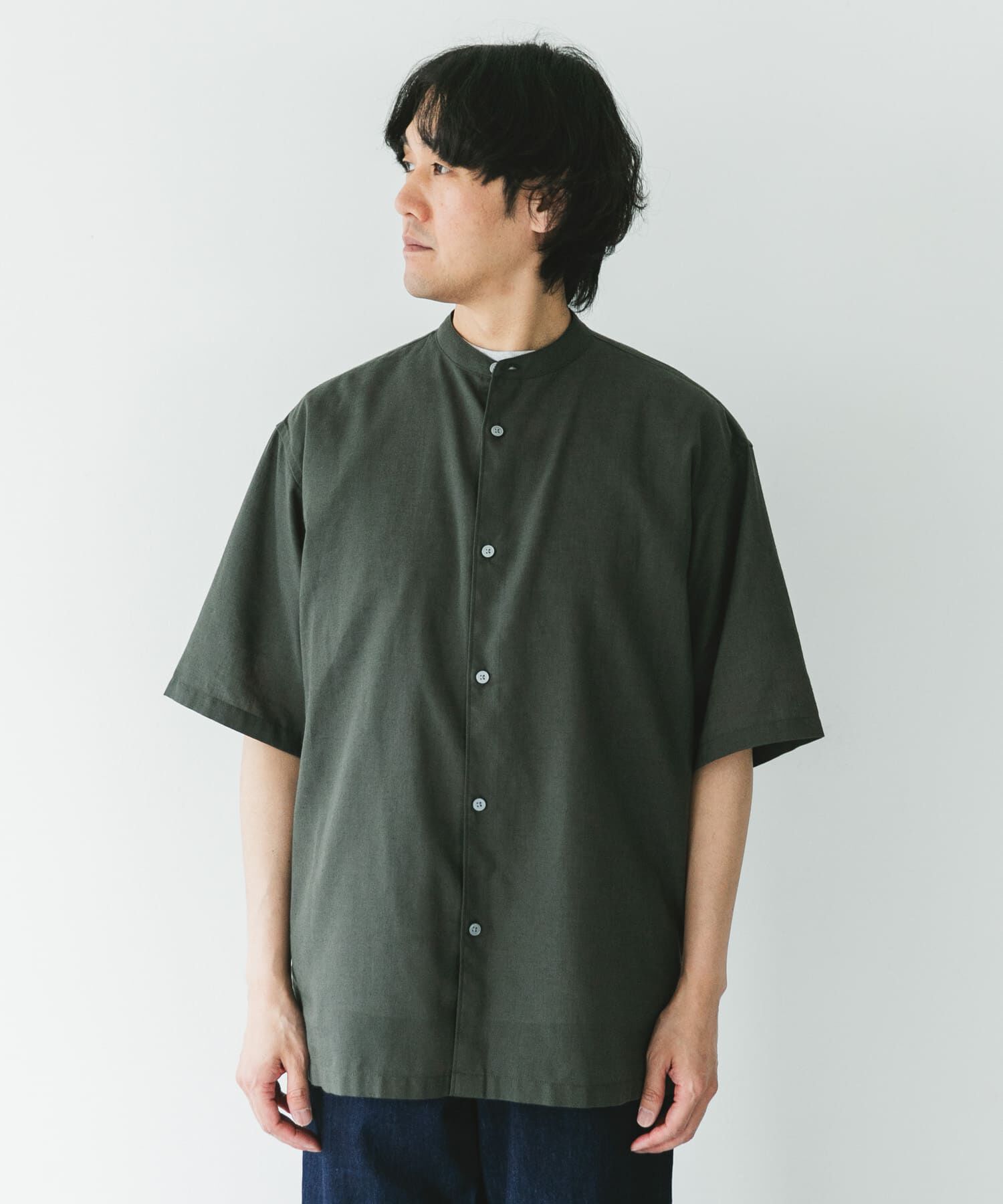 URBAN RESEARCH DOORS「『XLサイズ/WEB限定』『UR TECH 高機能リネン』バンドカラーシャツ」|シャツ・ブラウス|