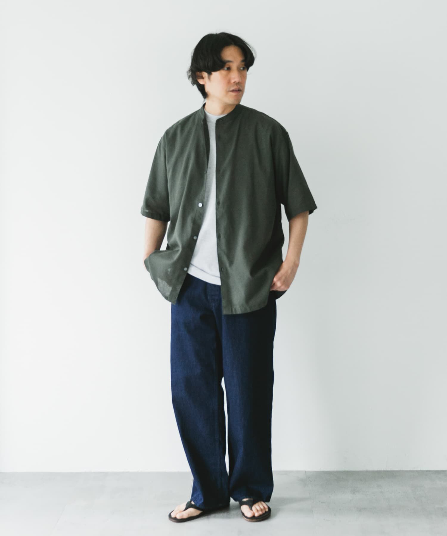 URBAN RESEARCH DOORS「『XLサイズ/WEB限定』『UR TECH 高機能リネン』バンドカラーシャツ」|シャツ・ブラウス|