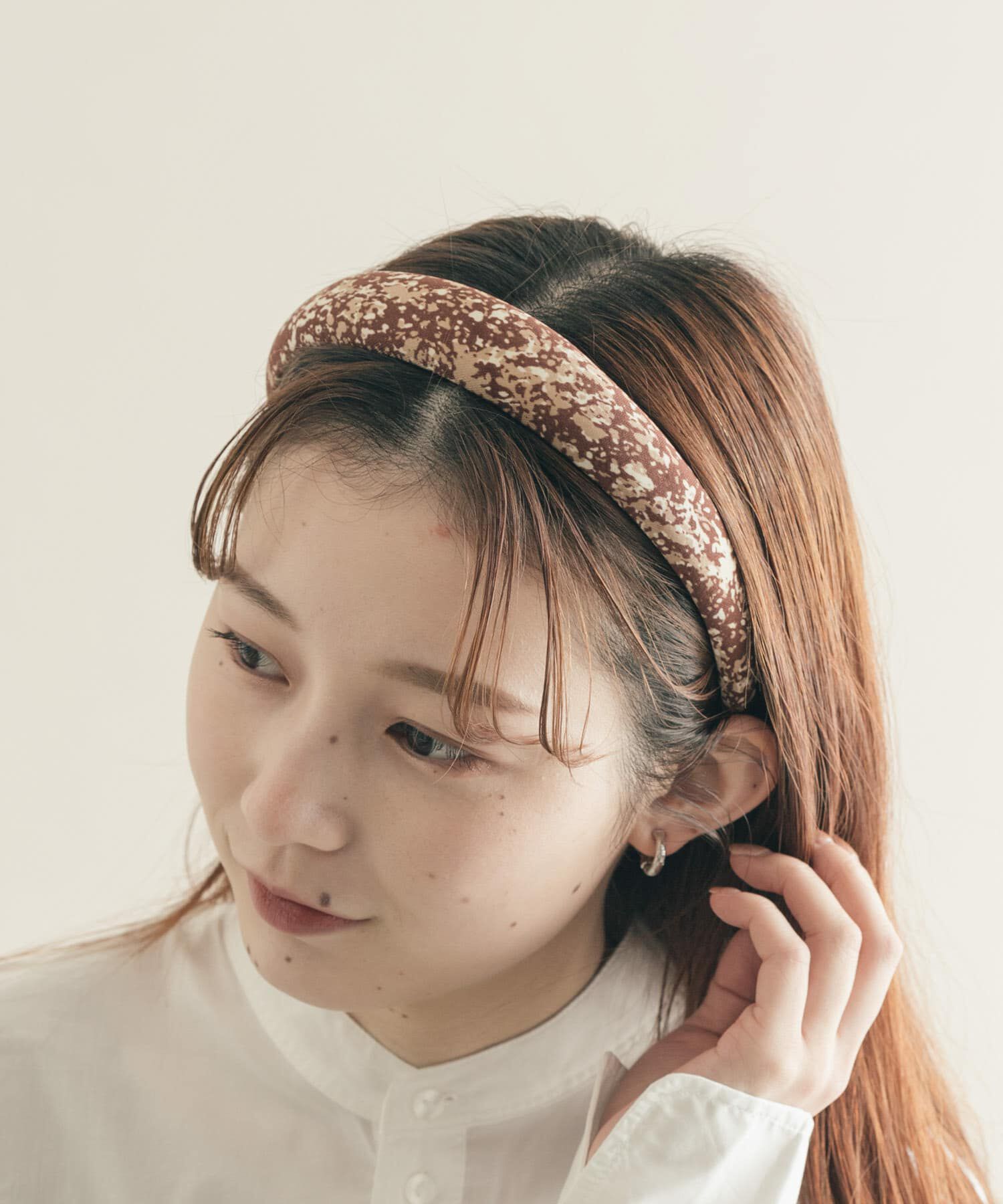 SMELLY「プックリプリントカチューシャ」|カチューシャ|ブラウン系その他