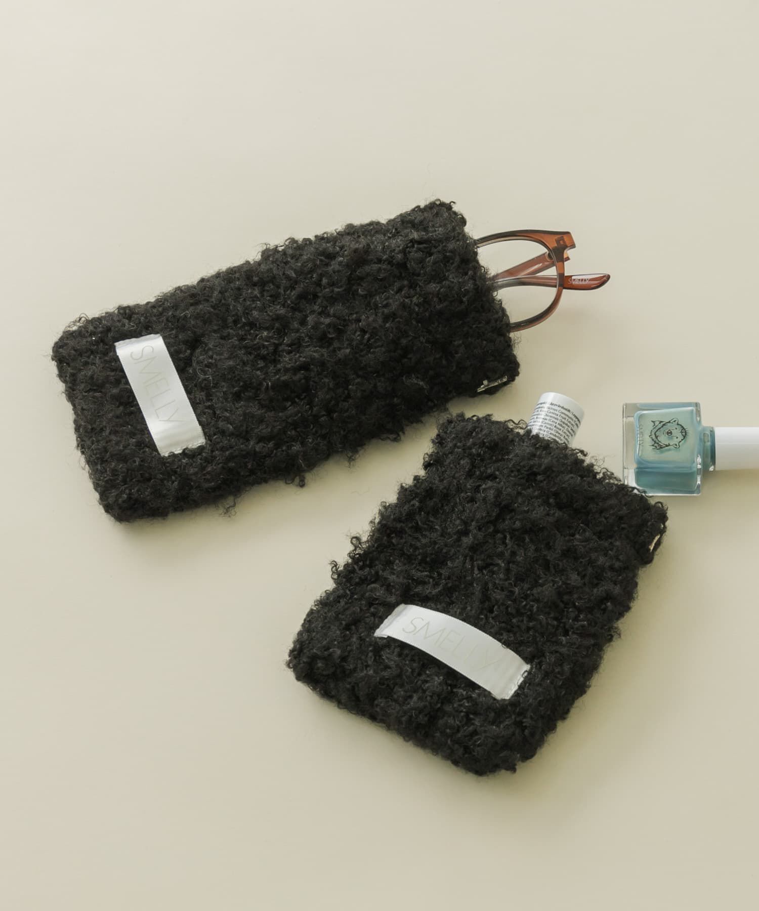 SMELLY「ワンタッチフラットポーチ」|ポーチ|ブラック