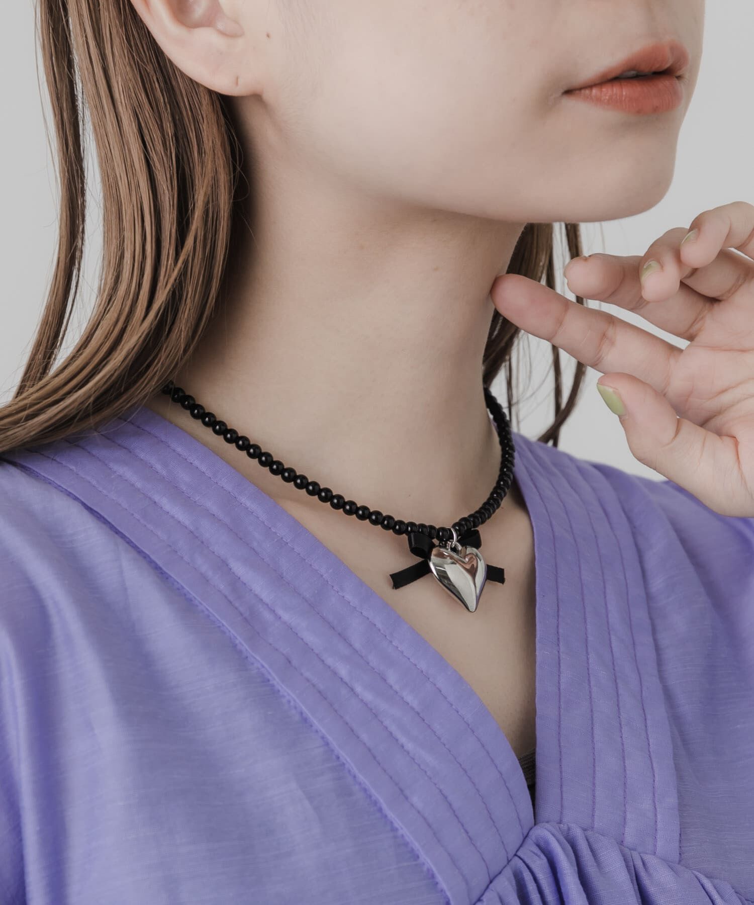 SMELLY「ハートリボンチョーカーネックレス」|ネックレス|