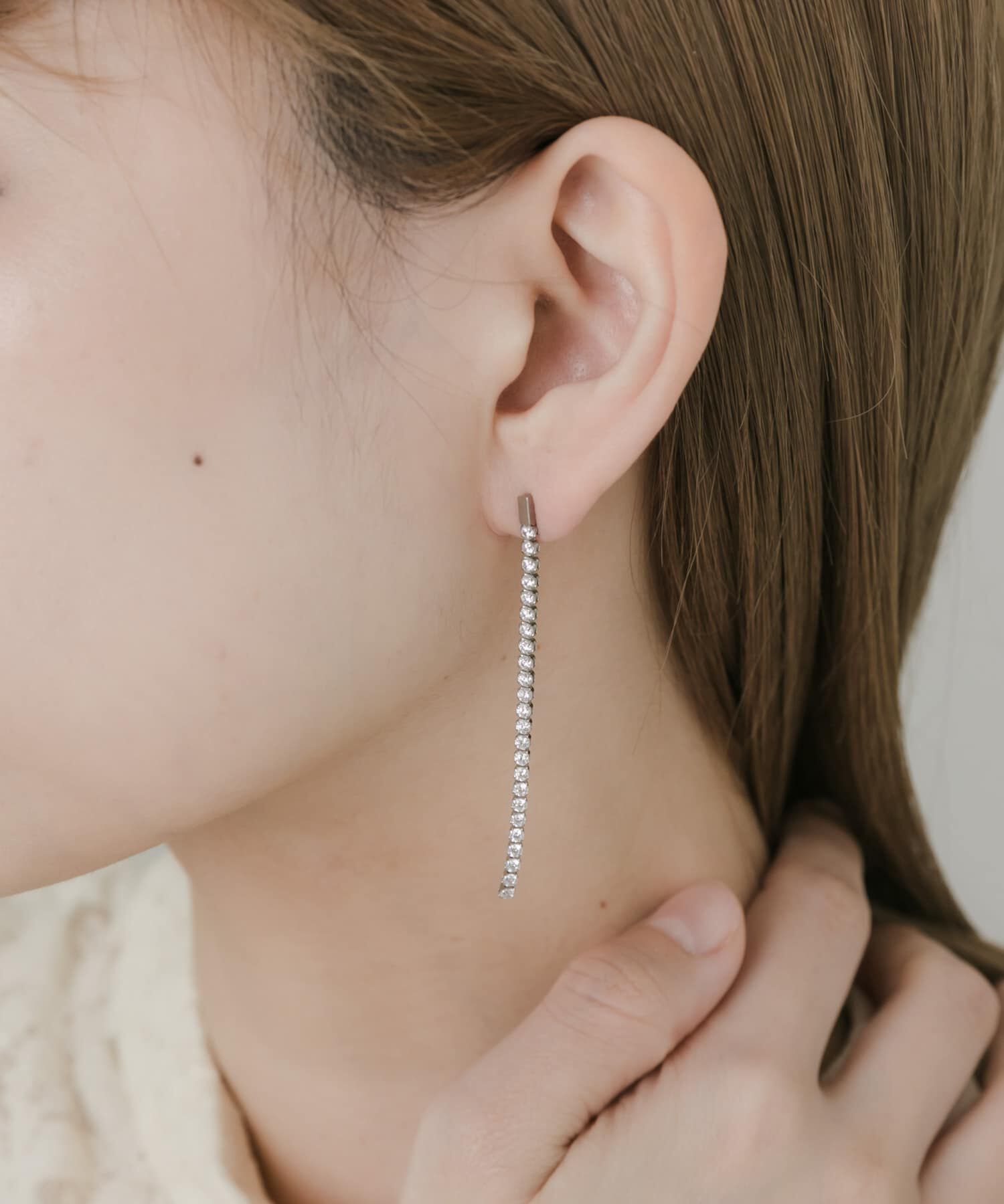 SMELLY「ステンレスビジューチェーンピアス」|ピアス|