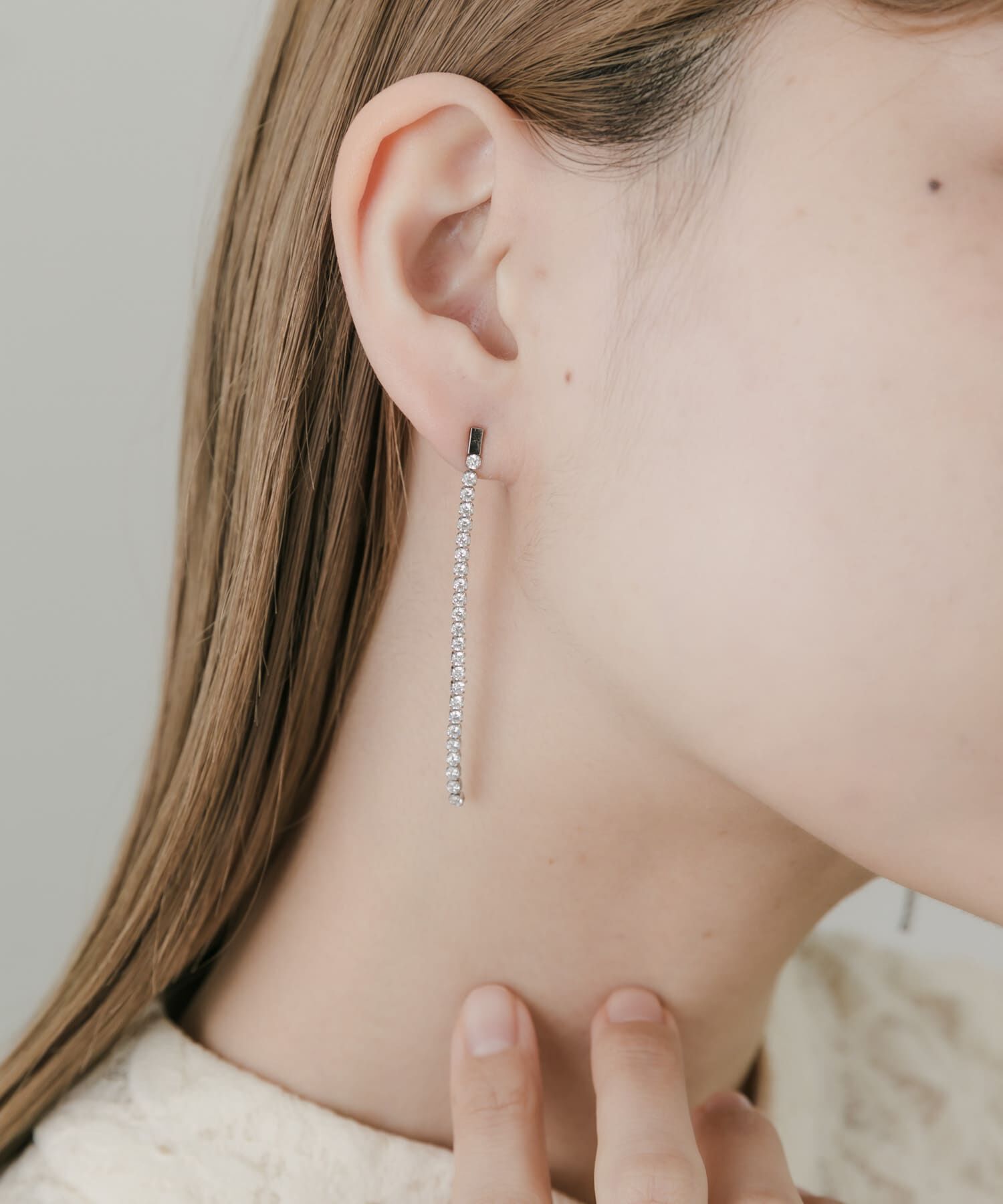 SMELLY「ステンレスビジューチェーンピアス」|ピアス|