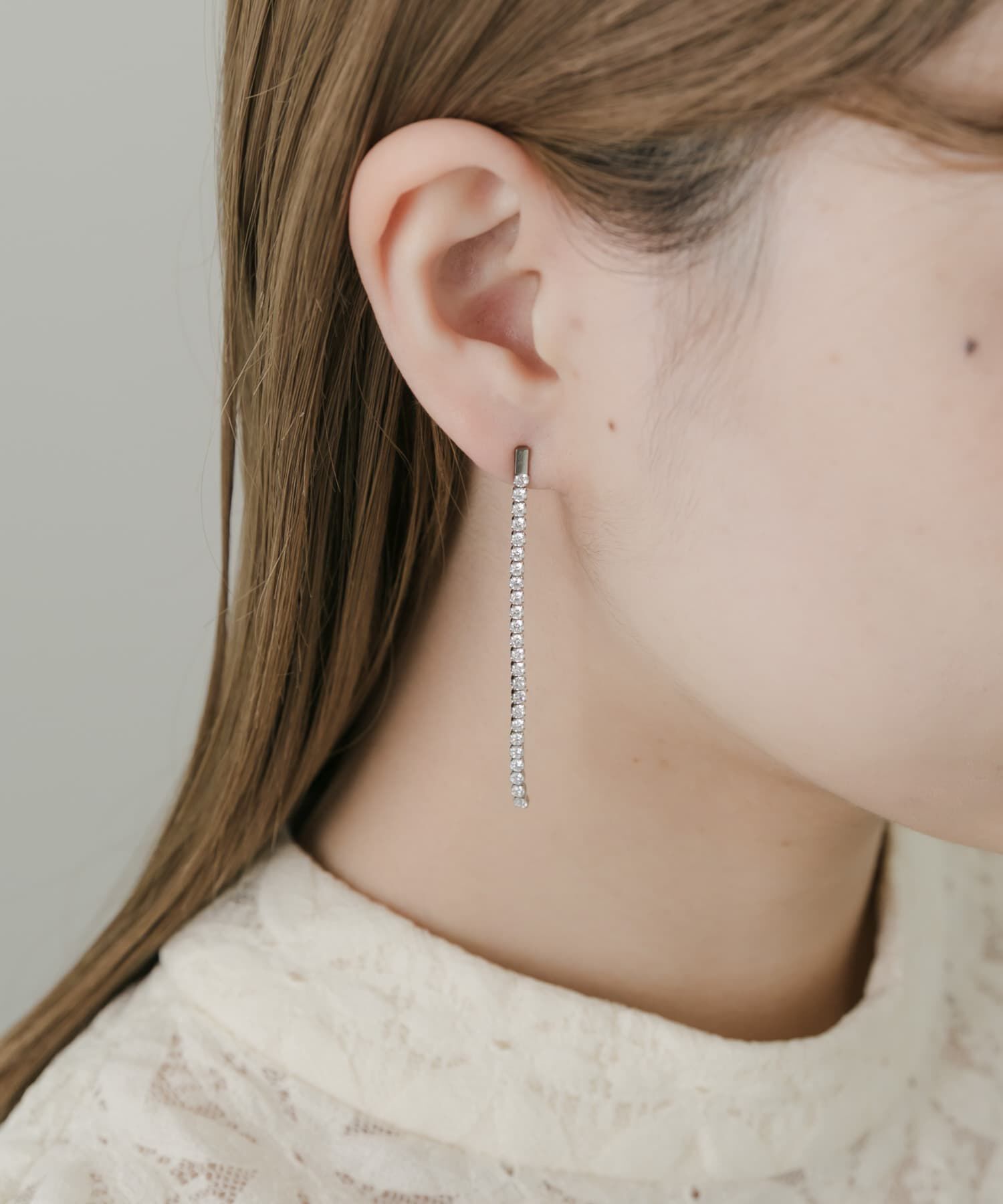 SMELLY「ステンレスビジューチェーンピアス」|ピアス|