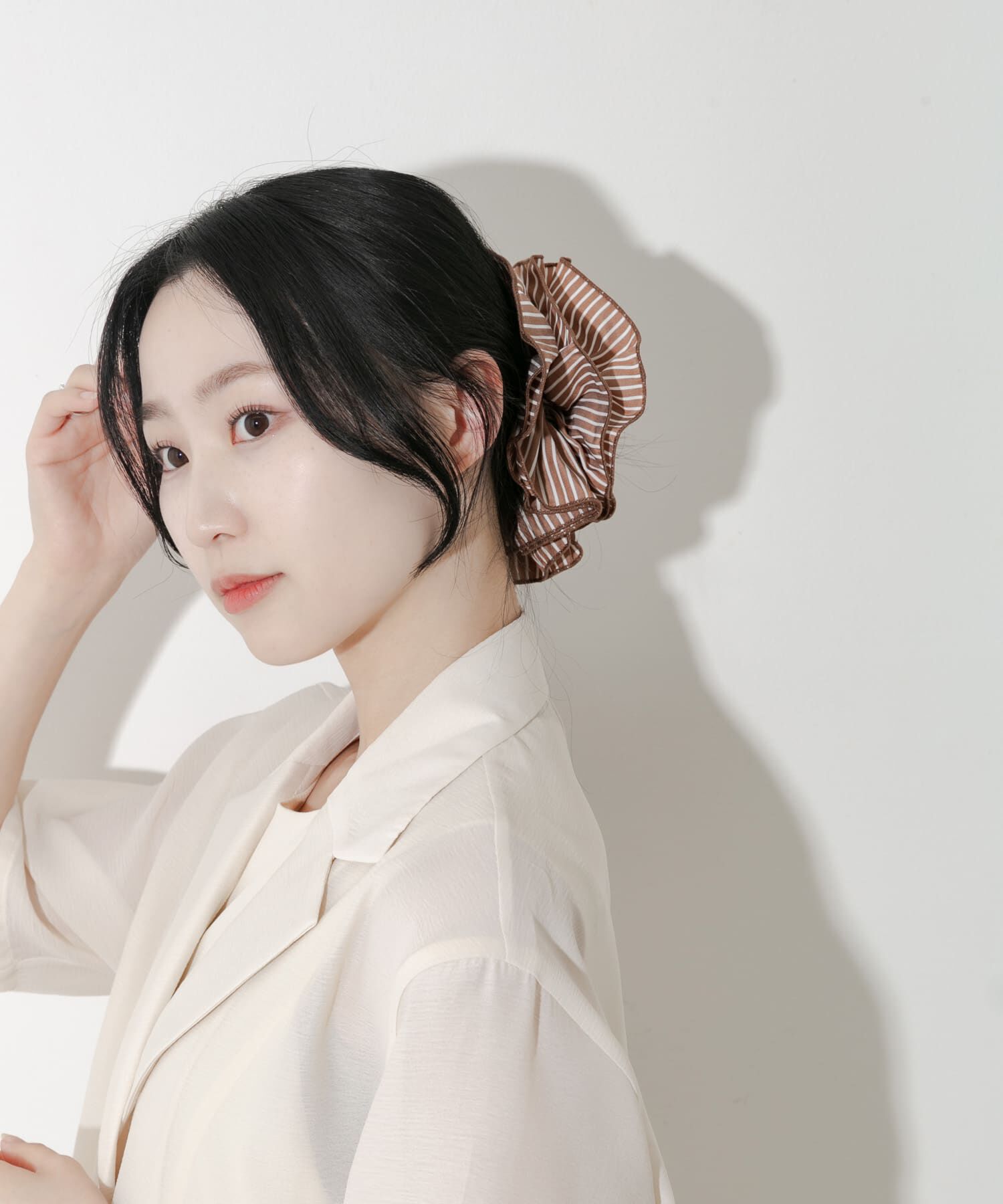 SMELLY「ストライプボリュームシュシュ」|ヘアゴム・シュシュ|