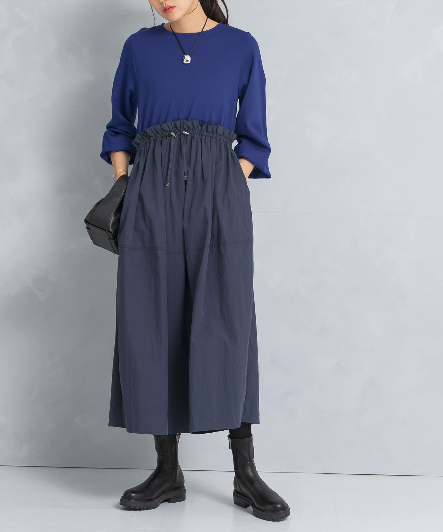 URBAN RESEARCH ROSSO「ドッキングウエストドロストワンピース」|ワンピース|ブルー系その他