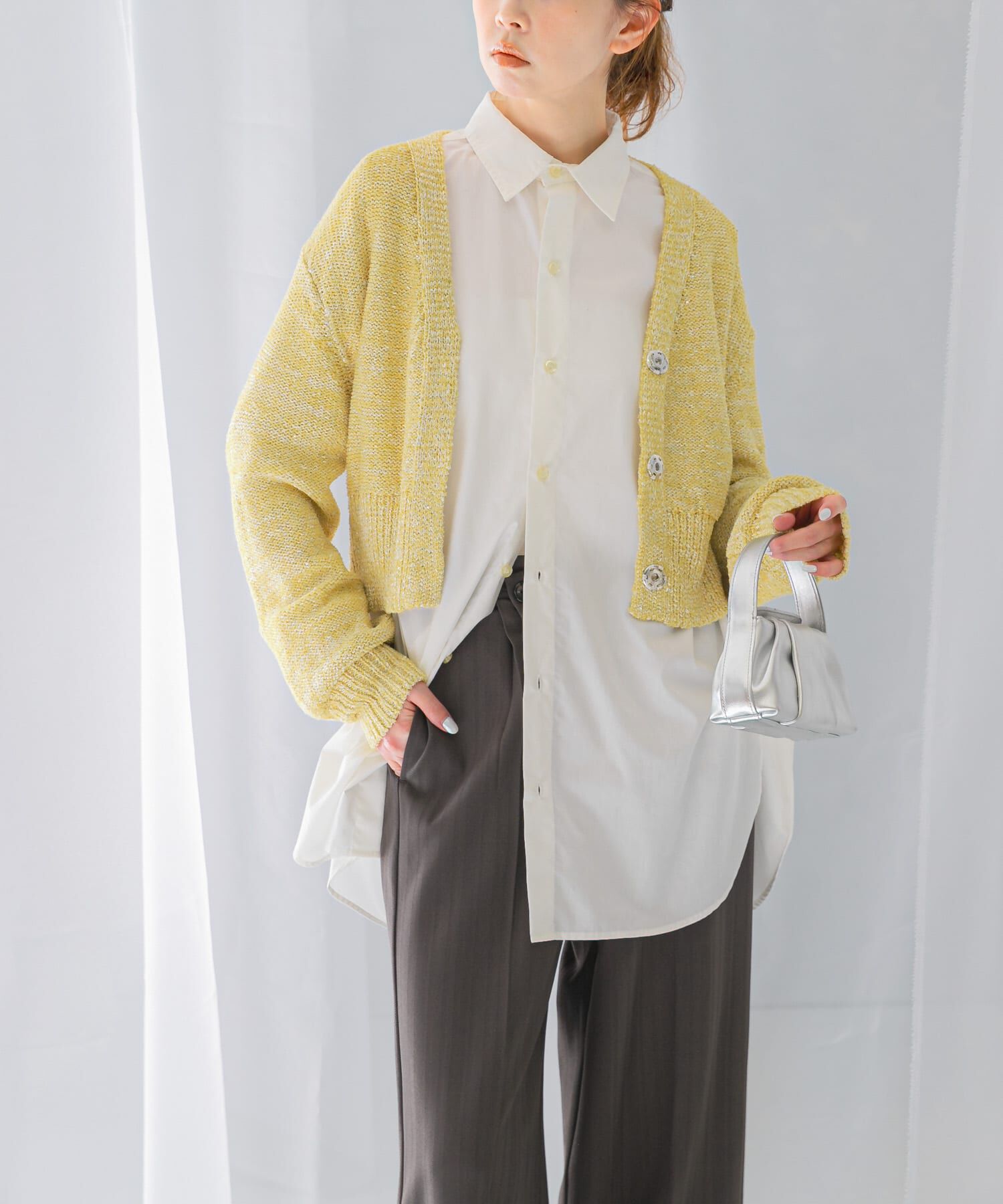 URBAN RESEARCH ROSSO「ラメミックスショートカーディガン」|カーディガン|イエロー