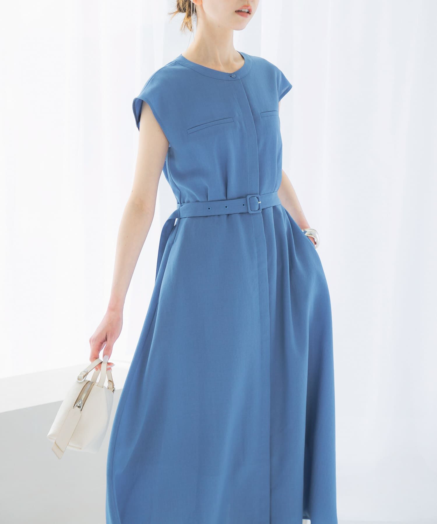 URBAN RESEARCH ROSSO「『UR TECH DRYLUXE』ポケットデザインワンピース」|ワンピース|ブルー