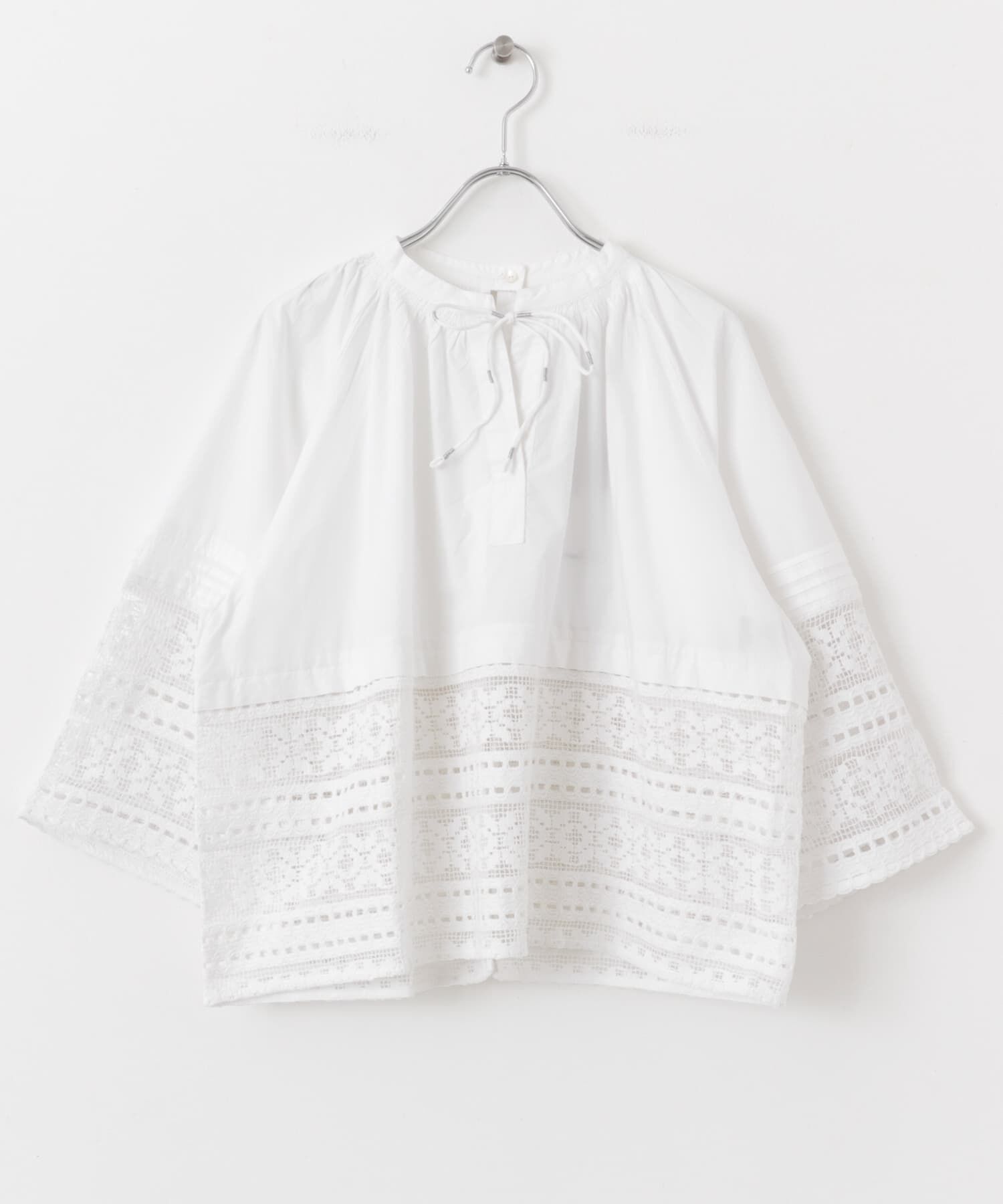 URBAN RESEARCH ROSSO「sara mallika　COTTON BORDER GATHER LACE TOP」|シャツ・ブラウス|