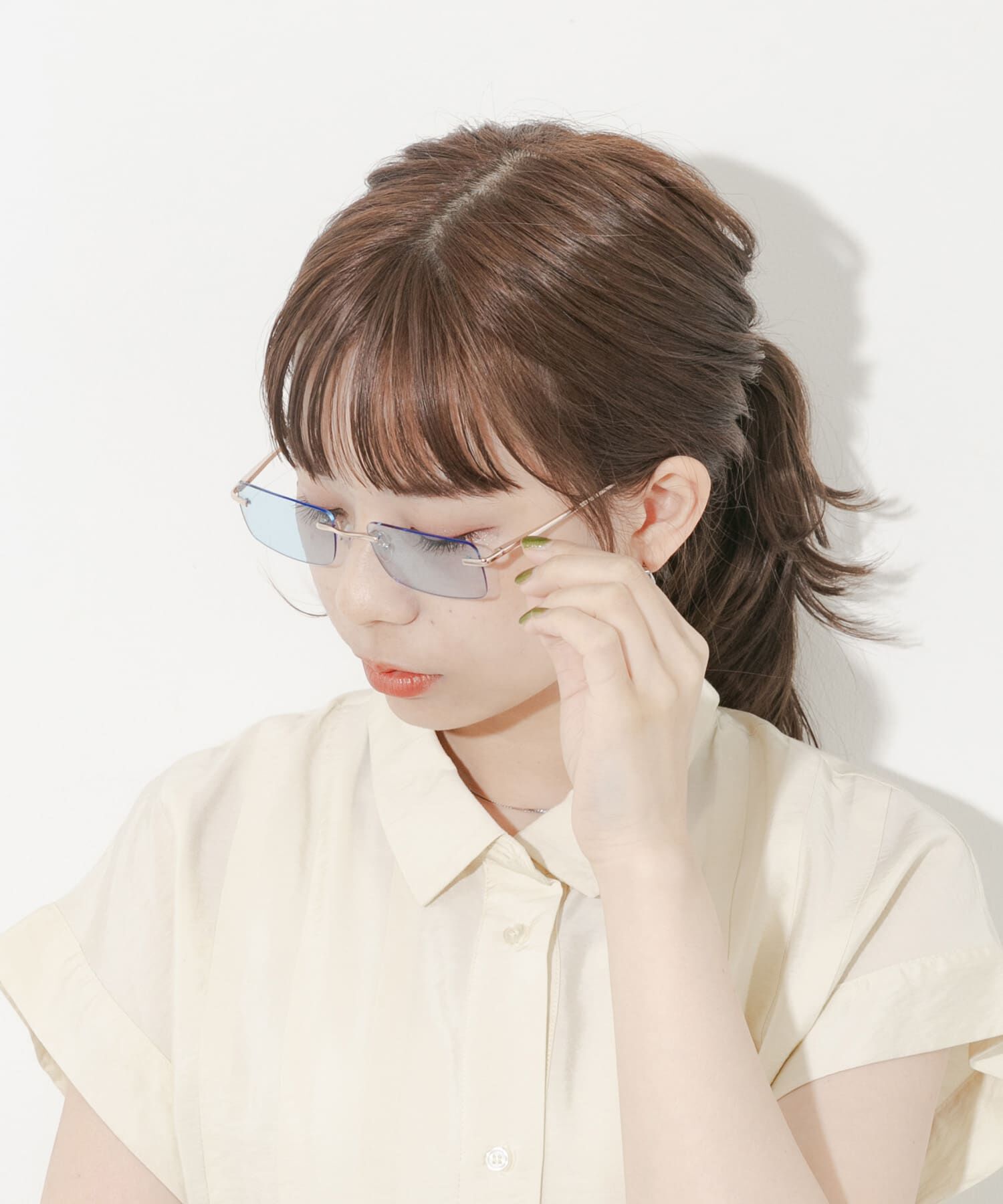 SMELLY「リムレスカラーサングラス」|メガネ|ブルー系その他