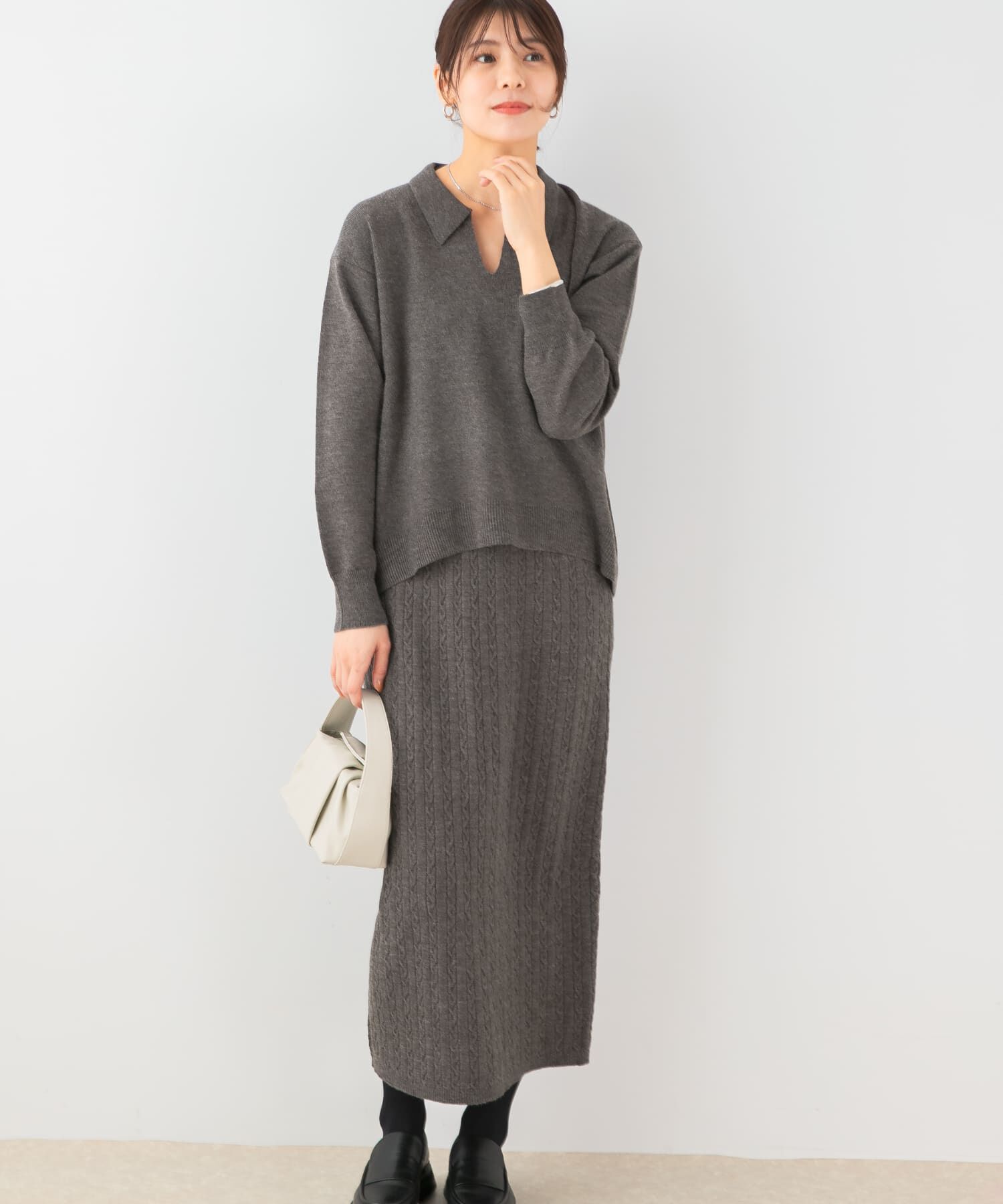 URBAN RESEARCH ROSSO「F by ROSSO　ウォッシャブル抗ピルニット+スカート」|ニット・セーター|