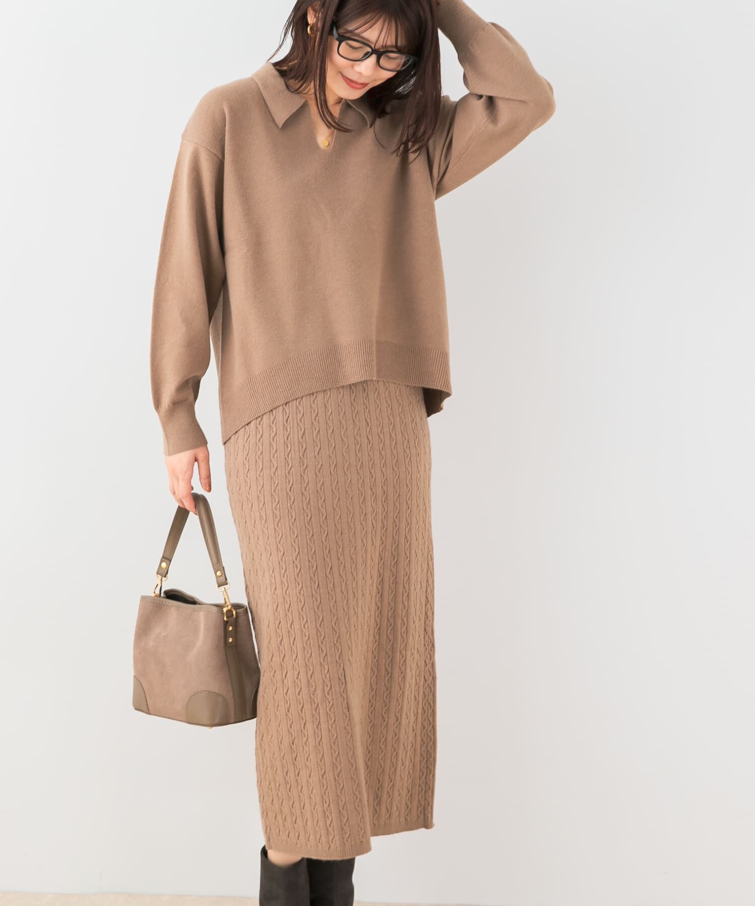 URBAN RESEARCH ROSSO「F by ROSSO　ウォッシャブル抗ピルニット+スカート」|ニット・セーター|