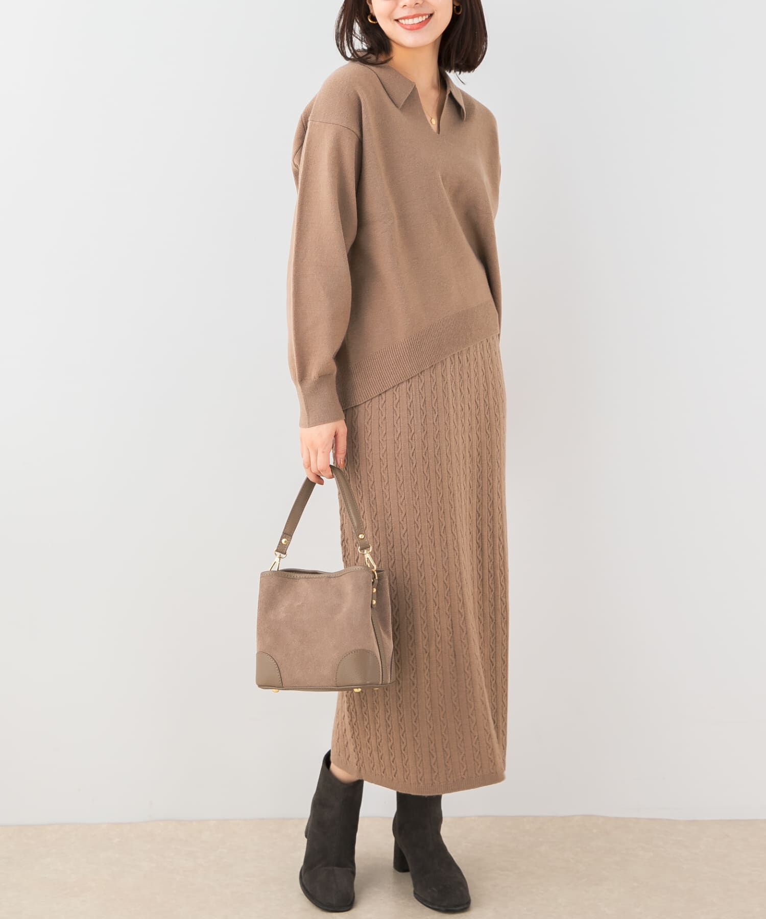 URBAN RESEARCH ROSSO「F by ROSSO　ウォッシャブル抗ピルニット+スカート」|ニット・セーター|