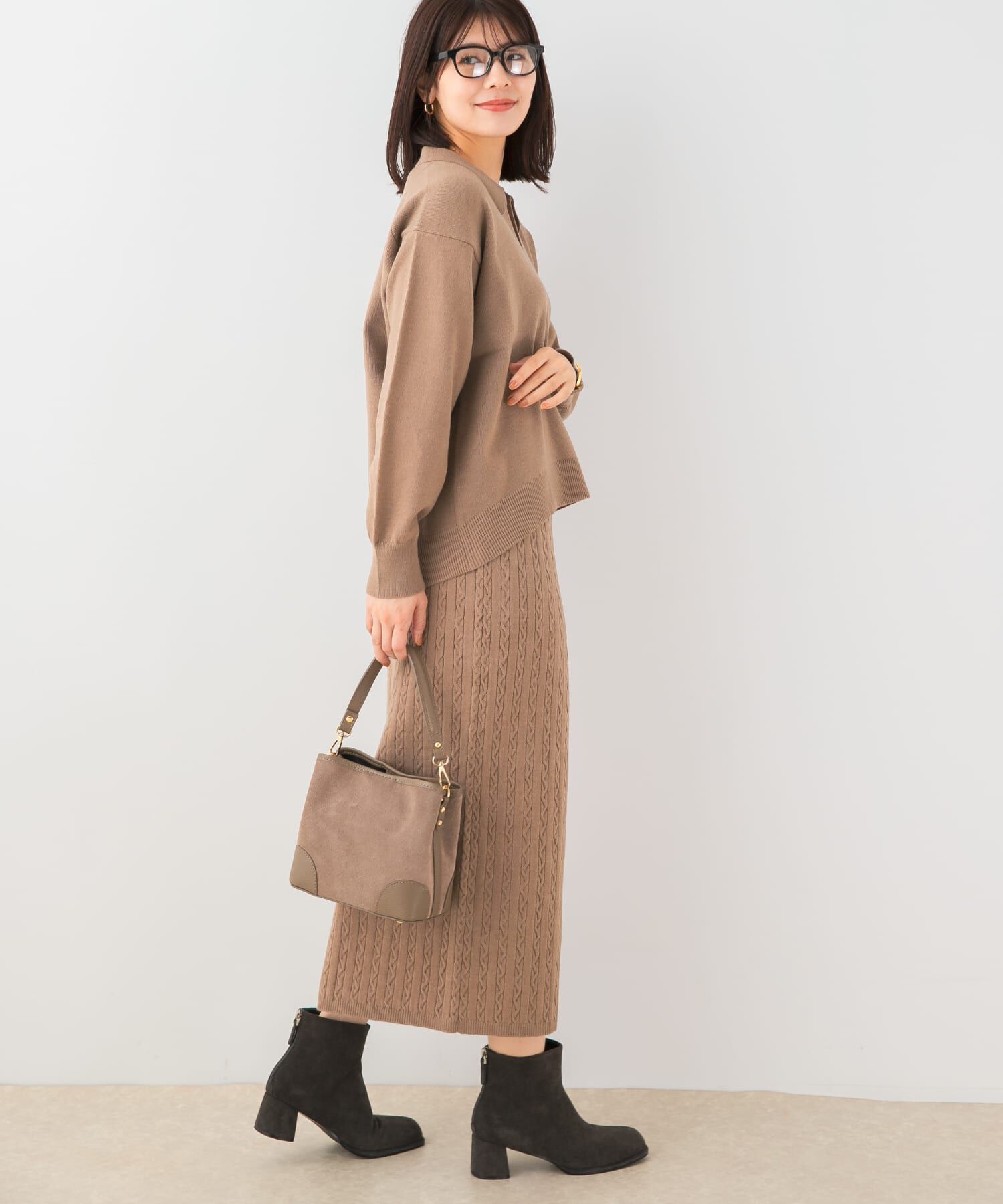 URBAN RESEARCH ROSSO「F by ROSSO　ウォッシャブル抗ピルニット+スカート」|ニット・セーター|