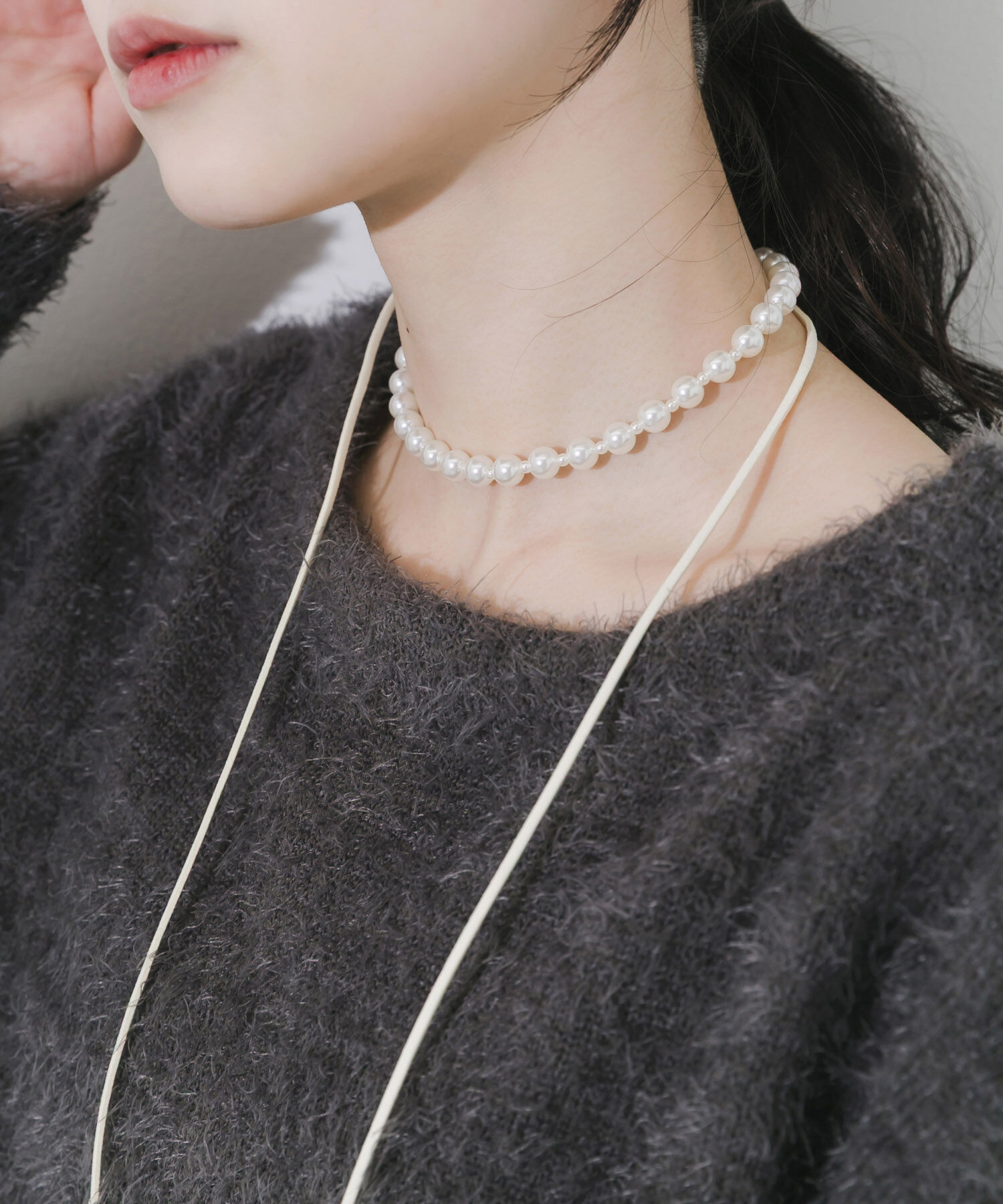 SMELLY「パールコードチョーカーネックレス」|ネックレス|アイボリー