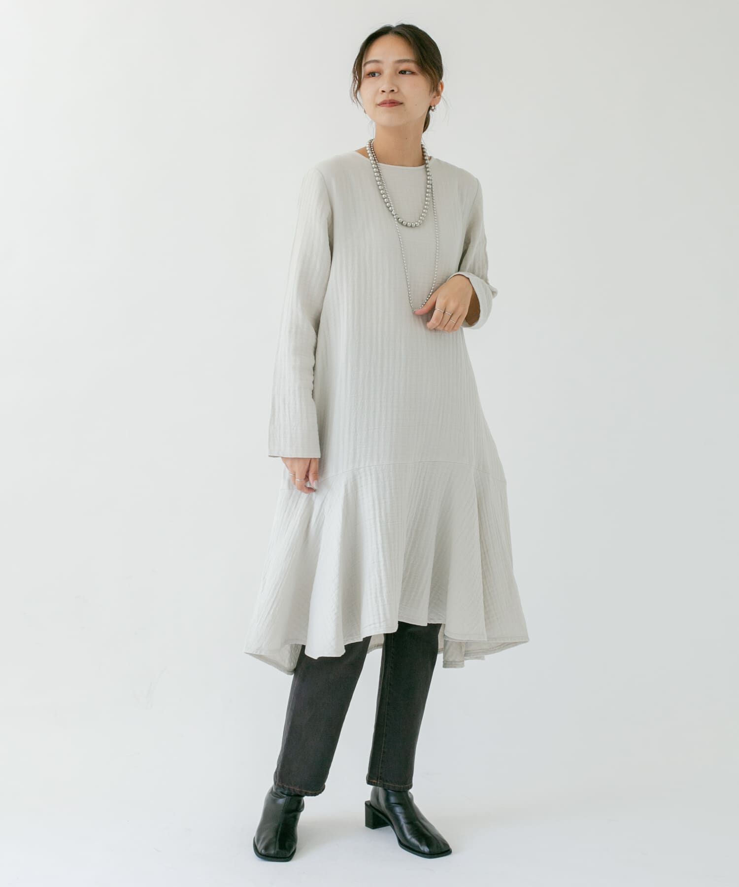  「ガーゼペプラムワンピース」|ワンピース|