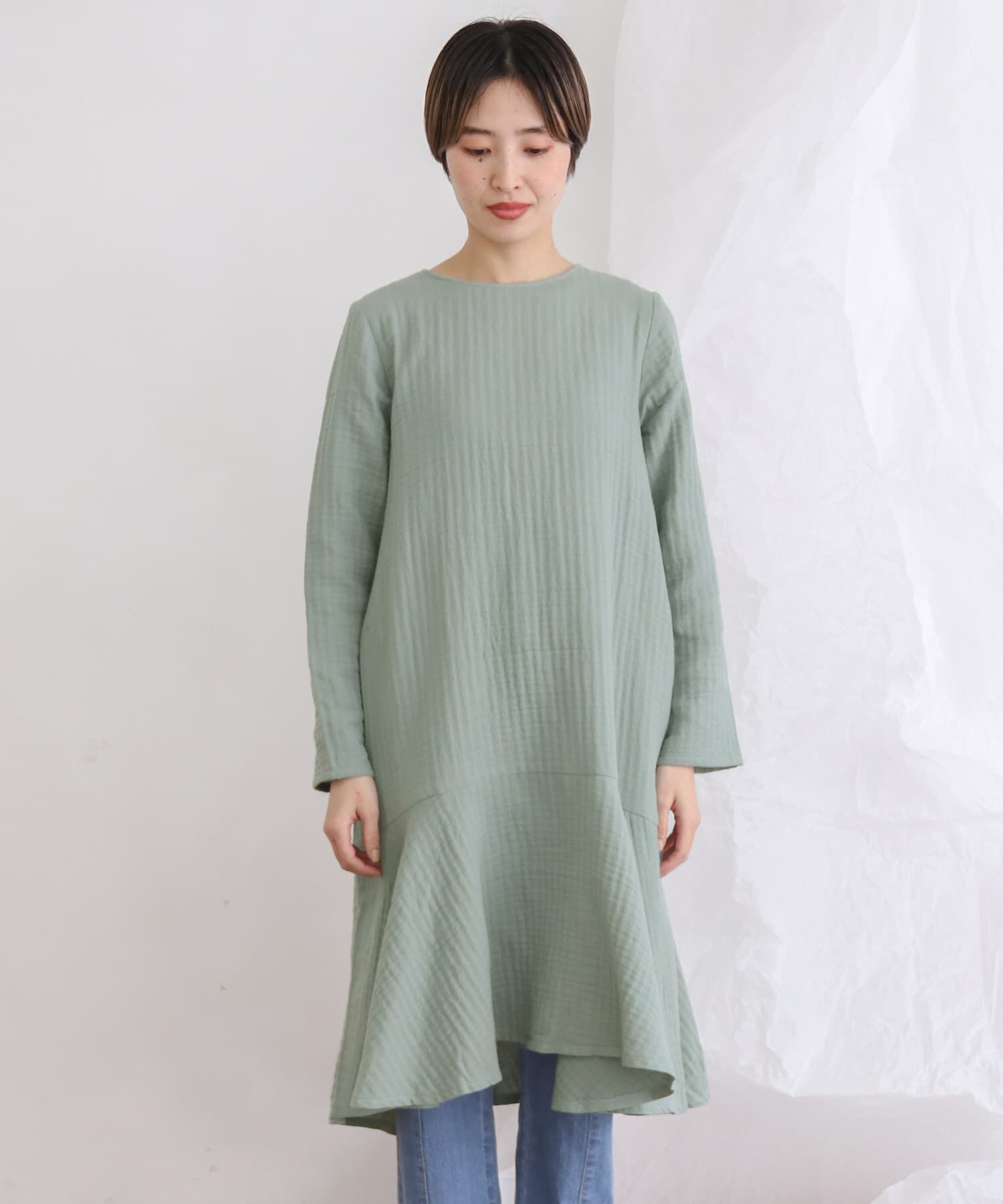  「ガーゼペプラムワンピース」|ワンピース|