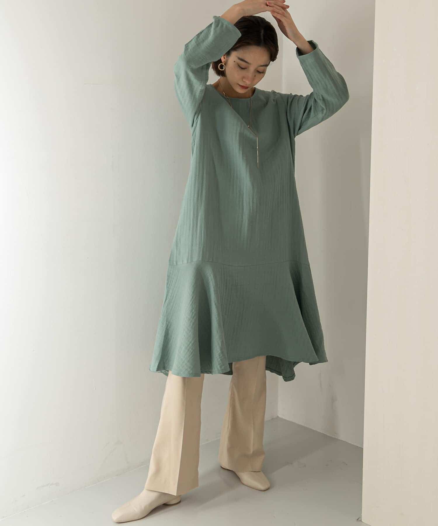  「ガーゼペプラムワンピース」|ワンピース|