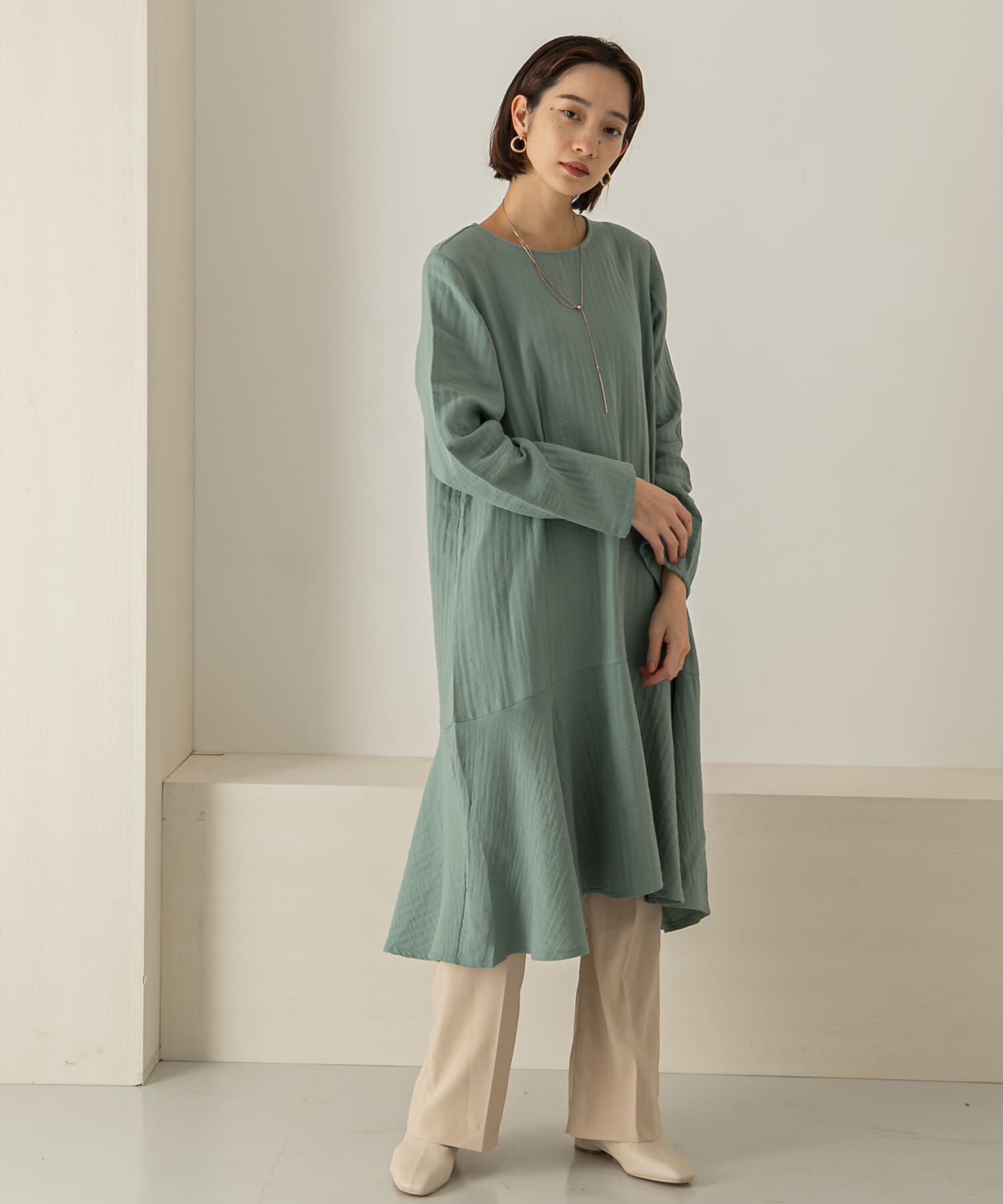  「ガーゼペプラムワンピース」|ワンピース|